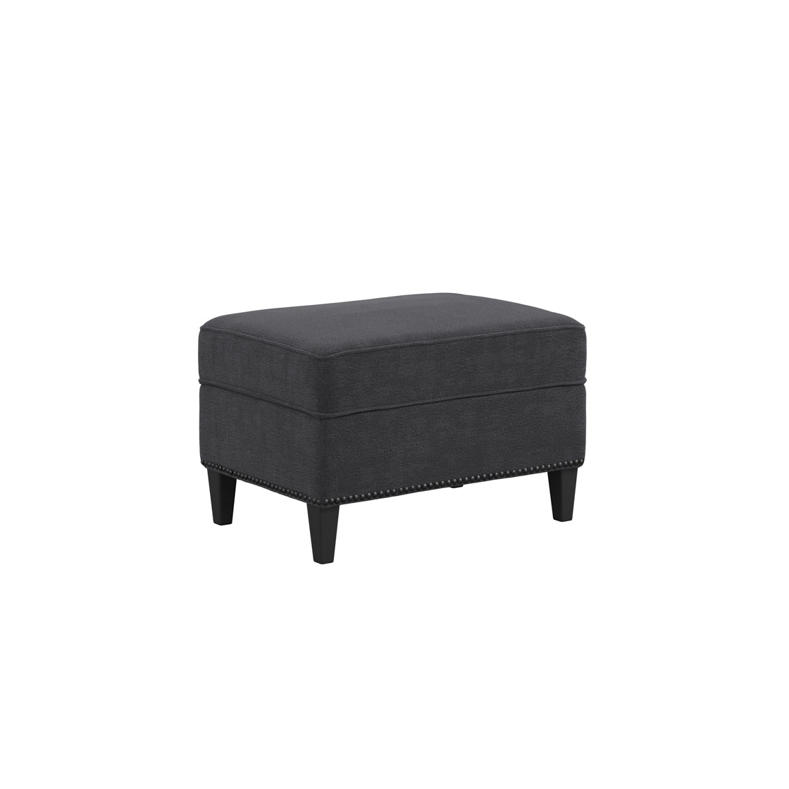 Atticus Anthracite Black Fabric Footstool